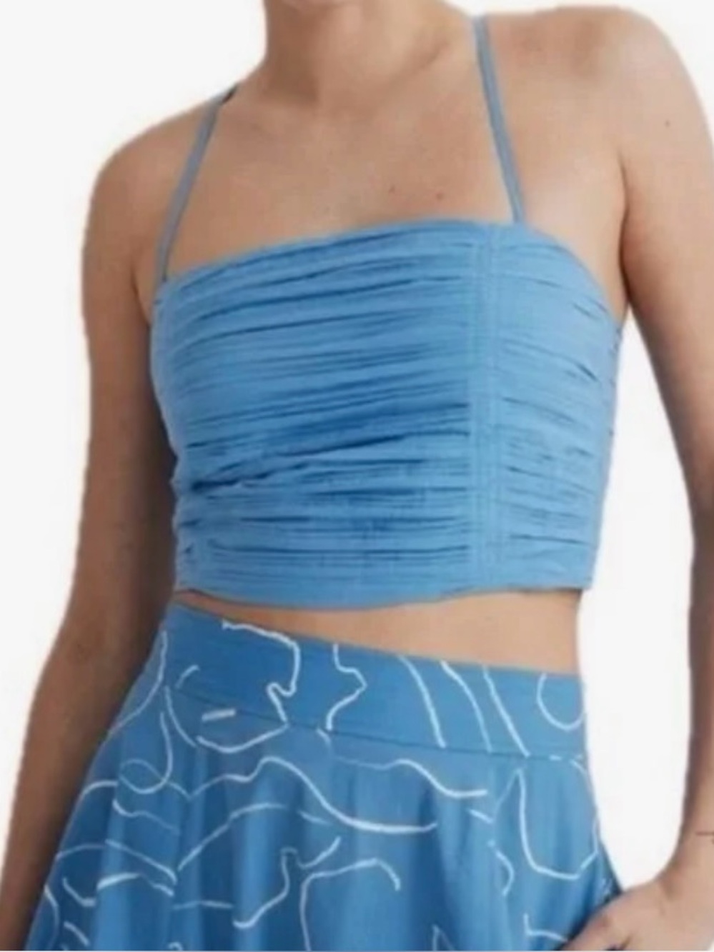 Madewell NWT Blue Ruched Crop Cami Top
